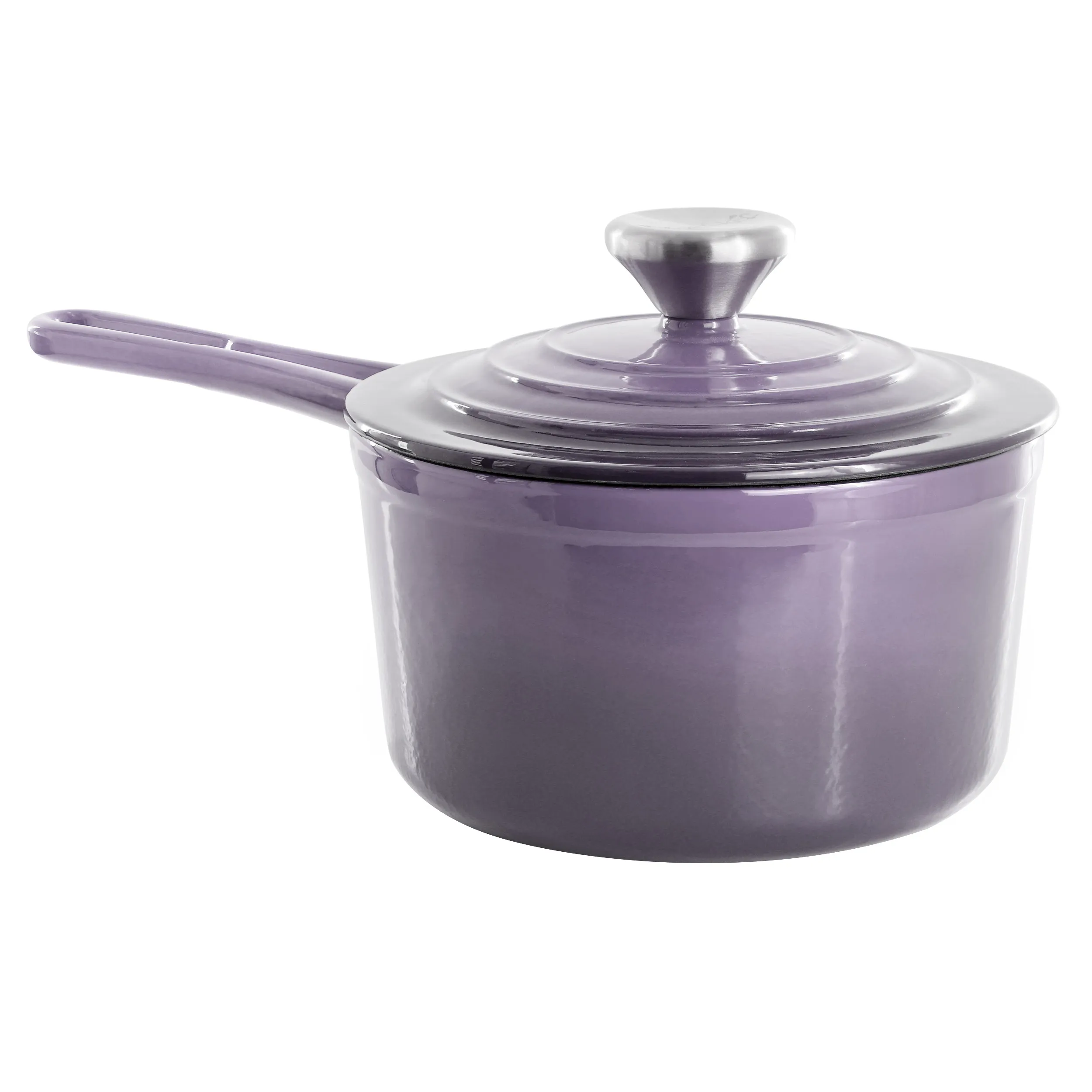 MegaChef MC-SP17A-PR — MegaChef 2 Quart Enameled Cast Iron Sauce Pan in Gradient Purple