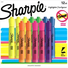 Newell Brands SAN 25145 — Sharpie Accent Highlighter - Tank - Chisel Marker Point - Fluorescent Yellow, Fluorescent Green, Fluorescent Orange, Fluorescent Pink, Blue, Lavender Ink - 12 / Set