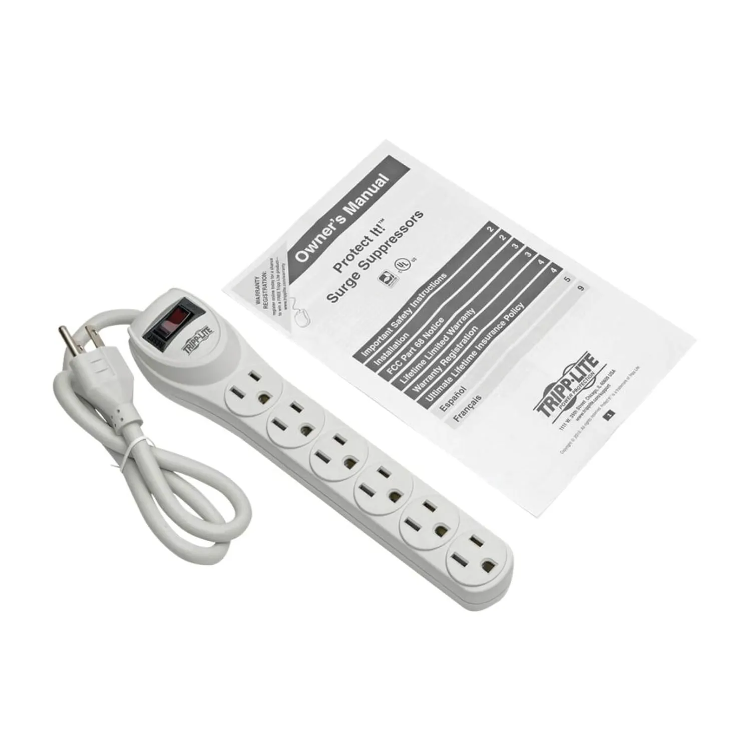 Eaton Tripplite TLP602 — EATON TRIPP LITE SERIES PROTECT IT 6-OUTLET HOME COMPUTER SURGE PROTECTOR, 2 FT.