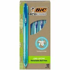 BIC BIC BPRR11BE — BIC ReVolution Ocean Retractable Ballpoint Pen - Medium Pen Point - 1 mm Pen Point Size - Retractable - Blue - Semi-transparent Barrel - 12 / Dozen