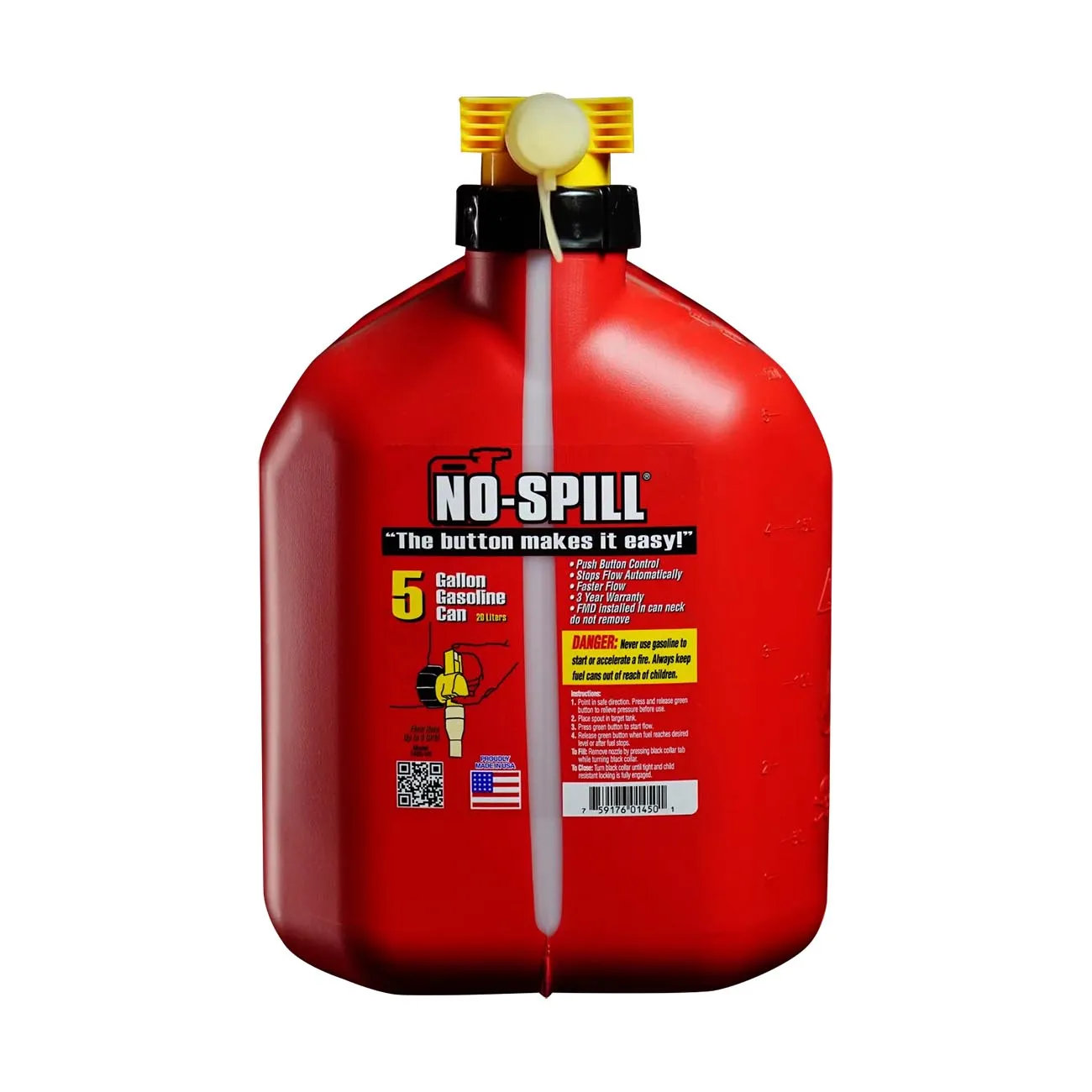 NOSPILL 1460 — No-Spill 5-Gallon Gas Can Red with ViewStripe Pro Stripe
