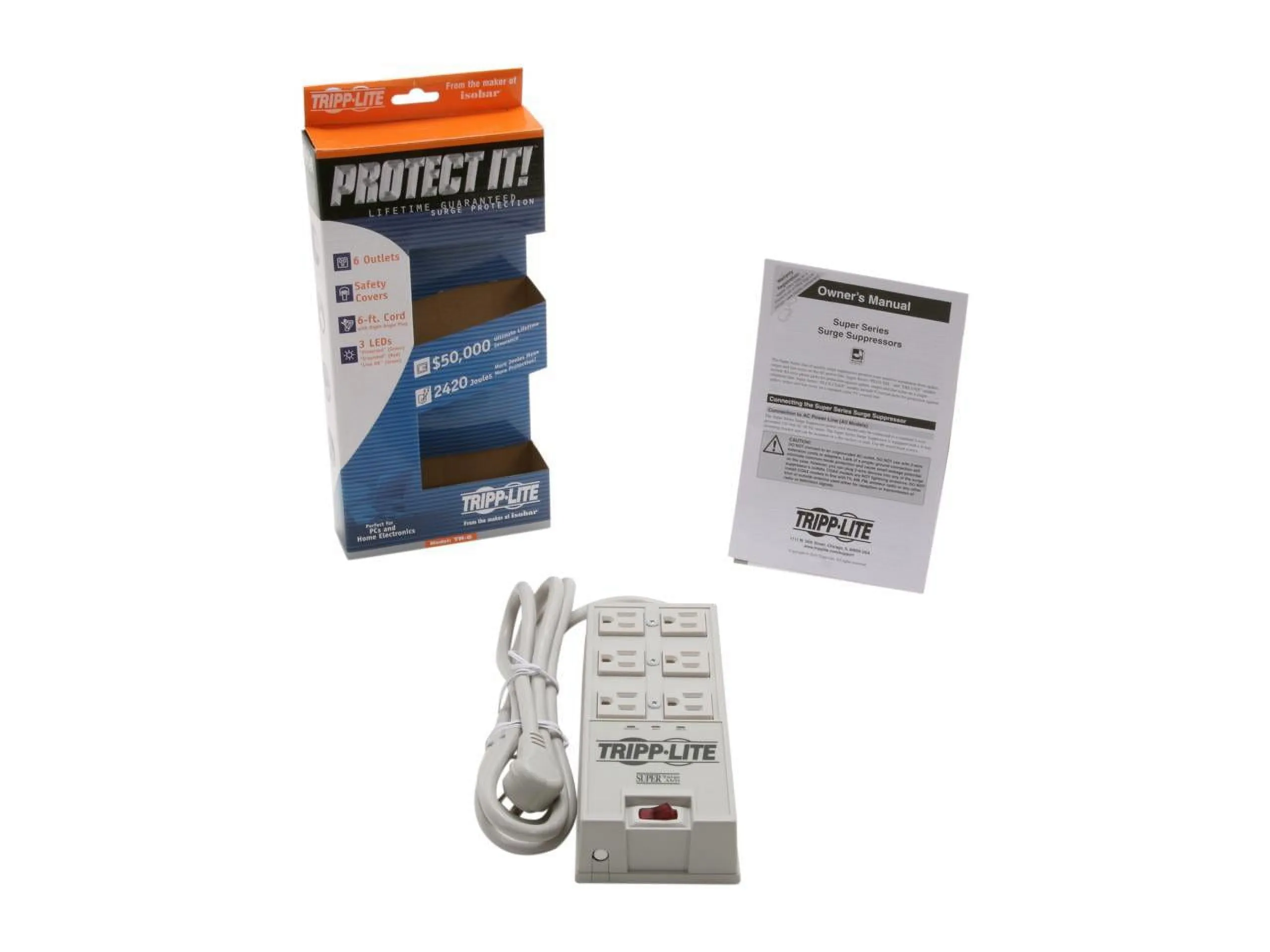 Eaton Tripplite TR-6 — EATON TRIPP LITE SERIES PROTECT IT 6-OUTLET SURGE PROTECTOR, 6 FT. (1.83 M) CORD