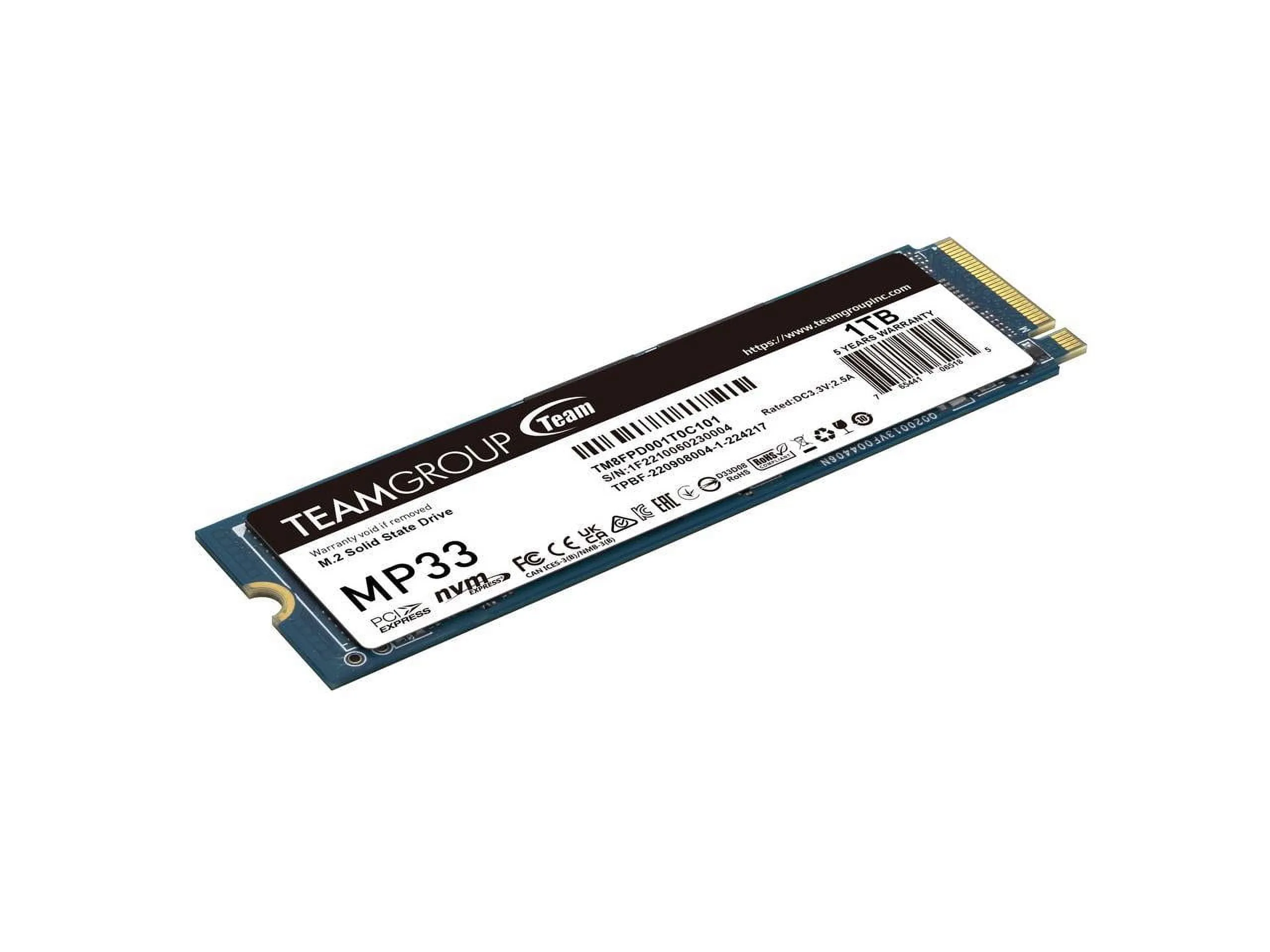 Egan Teamboard TM8FPD001T0C101 — TEAMGROUP  MP33 PRO M.2 2280 1TB PCIE 3.0 X4 WITH NVME 1.3 3D NAND INTERNAL SOLI