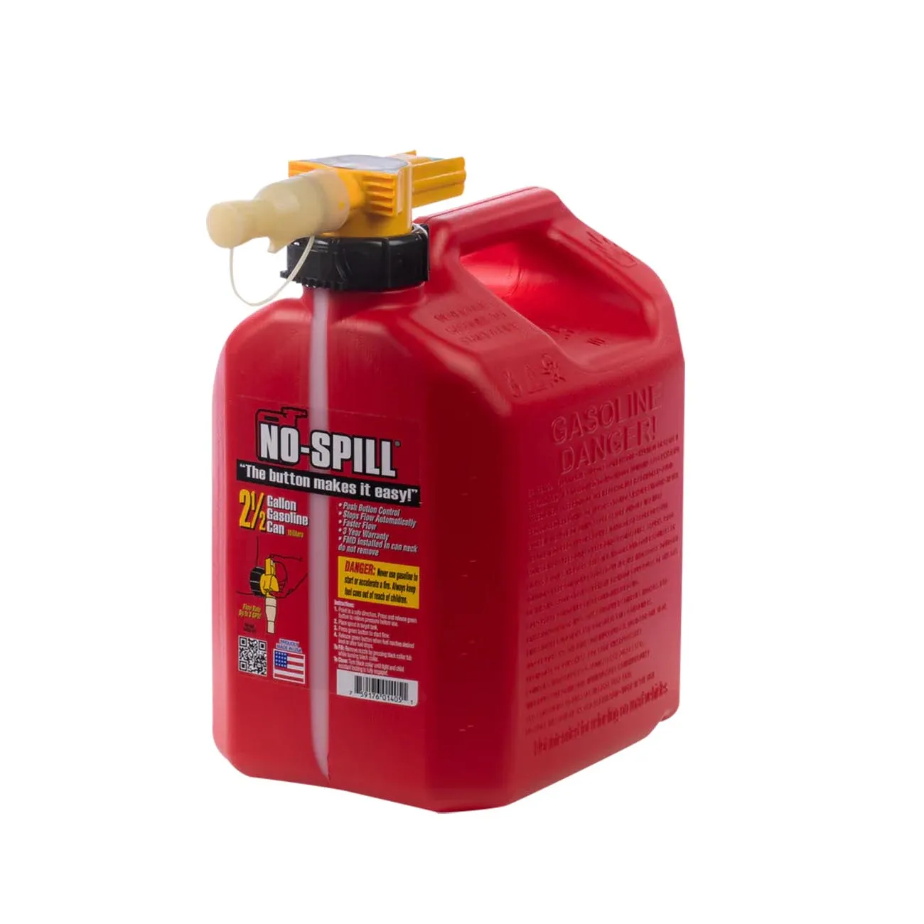 NOSPILL 1405 — No-Spill 2.5-Gallon Gas Can Red with ViewStripe Stripe