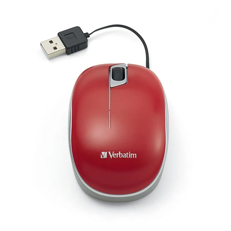VERBATIM 70752 — Verbatim Retractable USB-A Optical Mouse - Red