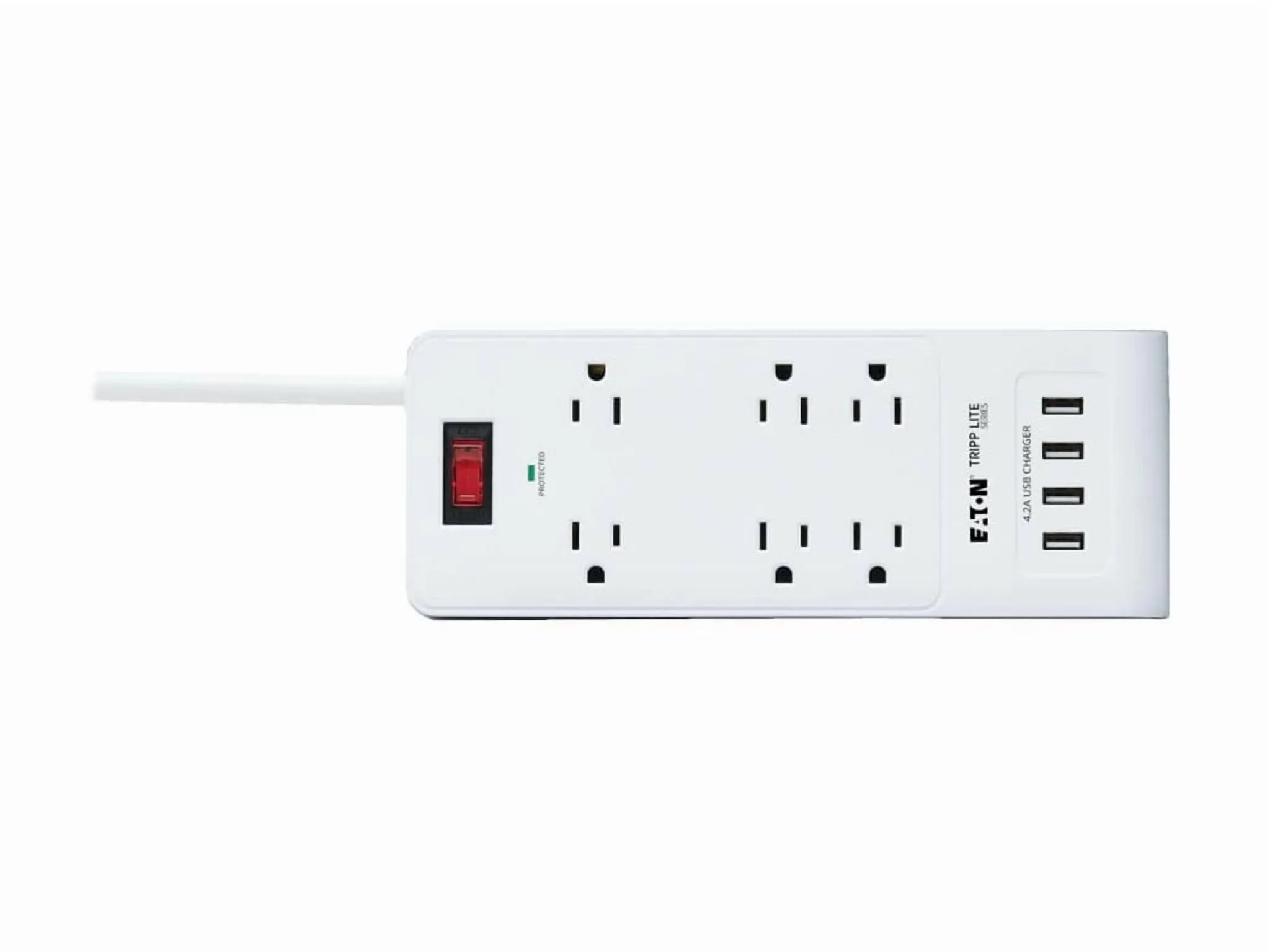 Eaton Tripplite TLP64USBRA15 — EATON TRIPP LITE SERIES 6-OUTLET SURGE PROTECTOR WITH 4 USB PORTS (4.2A SHARED)