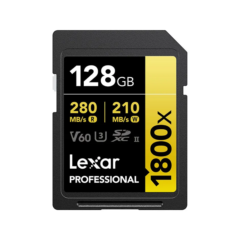Lexar LSD1800128G-BNNNU — LEXAR PROFESSIONAL SDXC MEMORY CARD, 1800X 128GB, CLASS 10, UHS-II, U3, GOLD SER