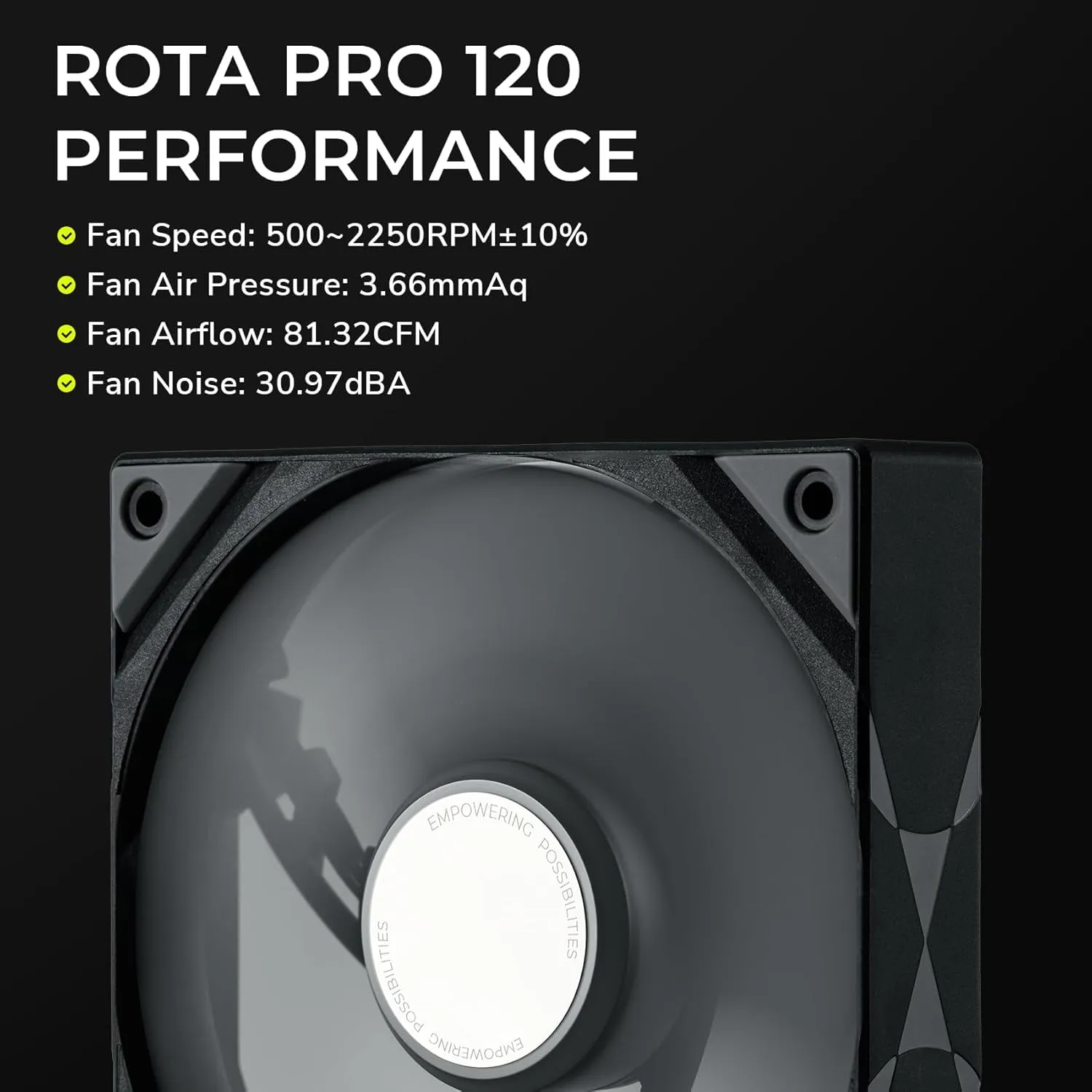 TRYX F-R120P-NN1M-G0K — TRYX FN F-R120P-NN1M-G0K ROTA PRO 120 Performance Fan Black 120mm Case Fan RTL