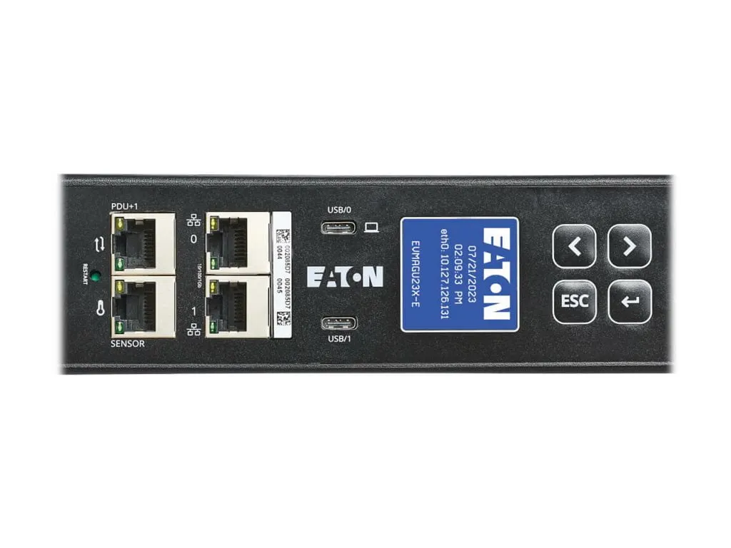Eaton Tripplite EVMAGU23X-E — EATON UNIVERSAL-INPUT MANAGED PDU G4, 208V AND 415/240V, 42 OUTLETS, INPUT CABLE