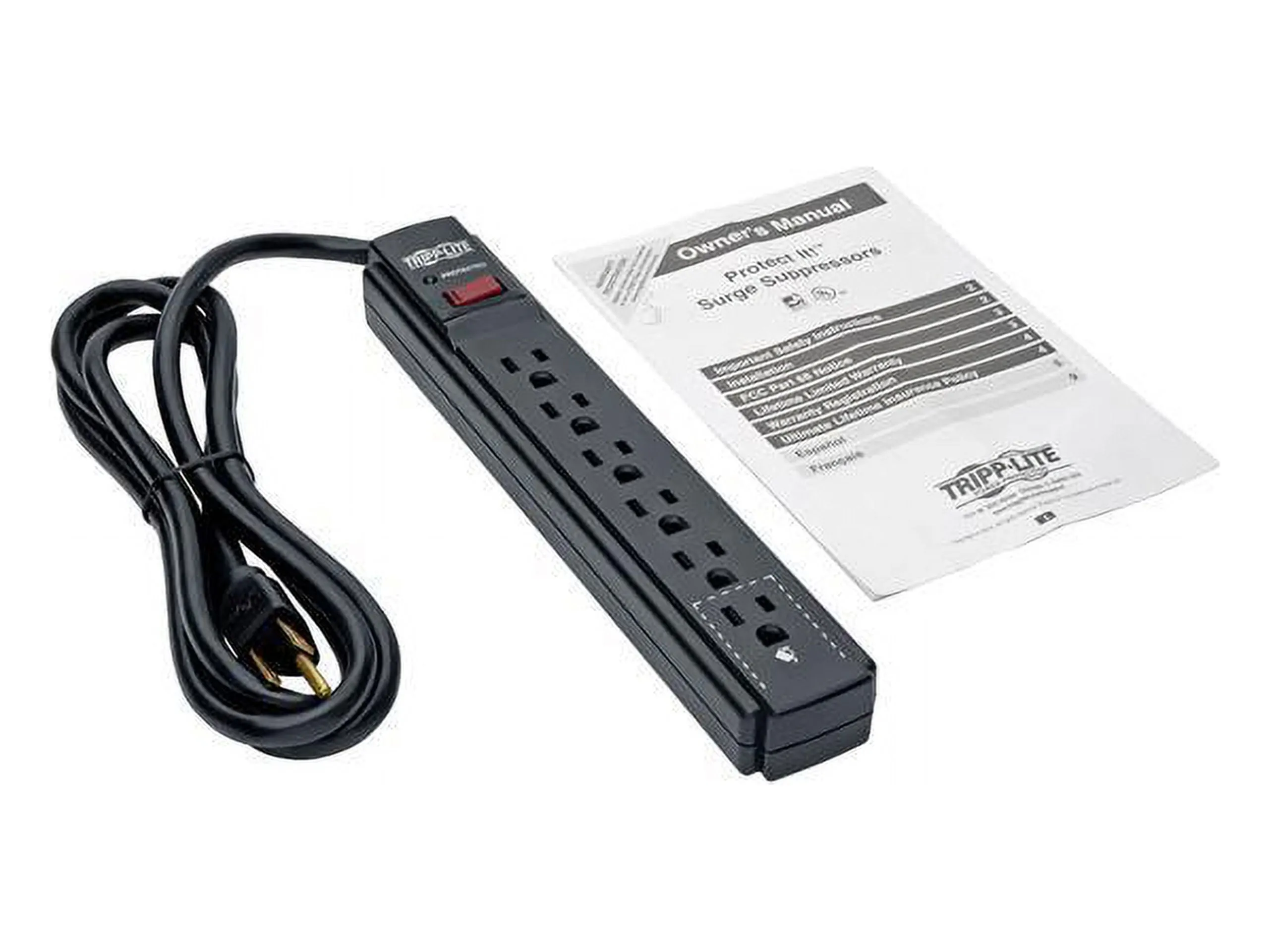 Eaton Tripplite TLP606B — EATON TRIPP LITE SERIES PROTECT IT 6-OUTLET SURGE PROTECTOR, 6 FT. CORD, 790 JOU
