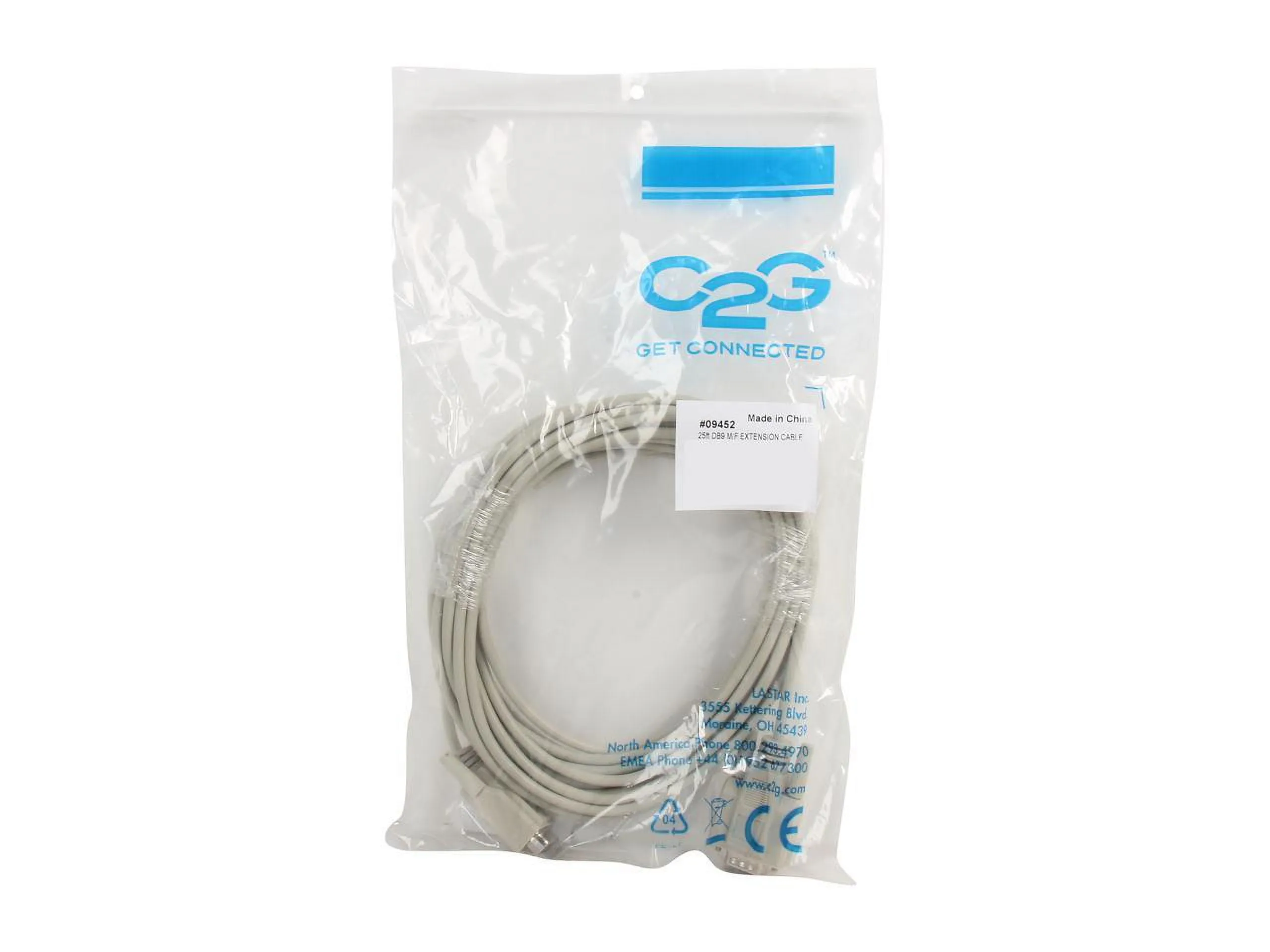 C2G 09452 — CABLES TO GO 09452 25FT (7.6M) DB9 M/F SERIAL RS232 EXTENSION CABLE - BEIGE - PU