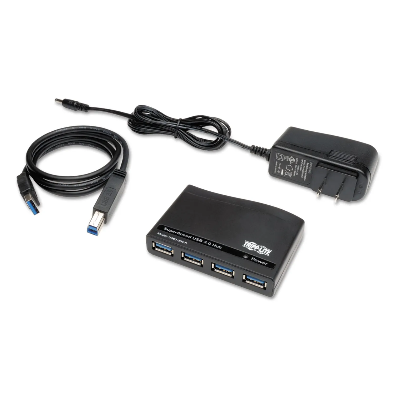 Eaton Tripplite U360-004-R — HUB - BLACK - AC ADAPTERS - 100-240V / 50/60HZ / 0.35A - USB