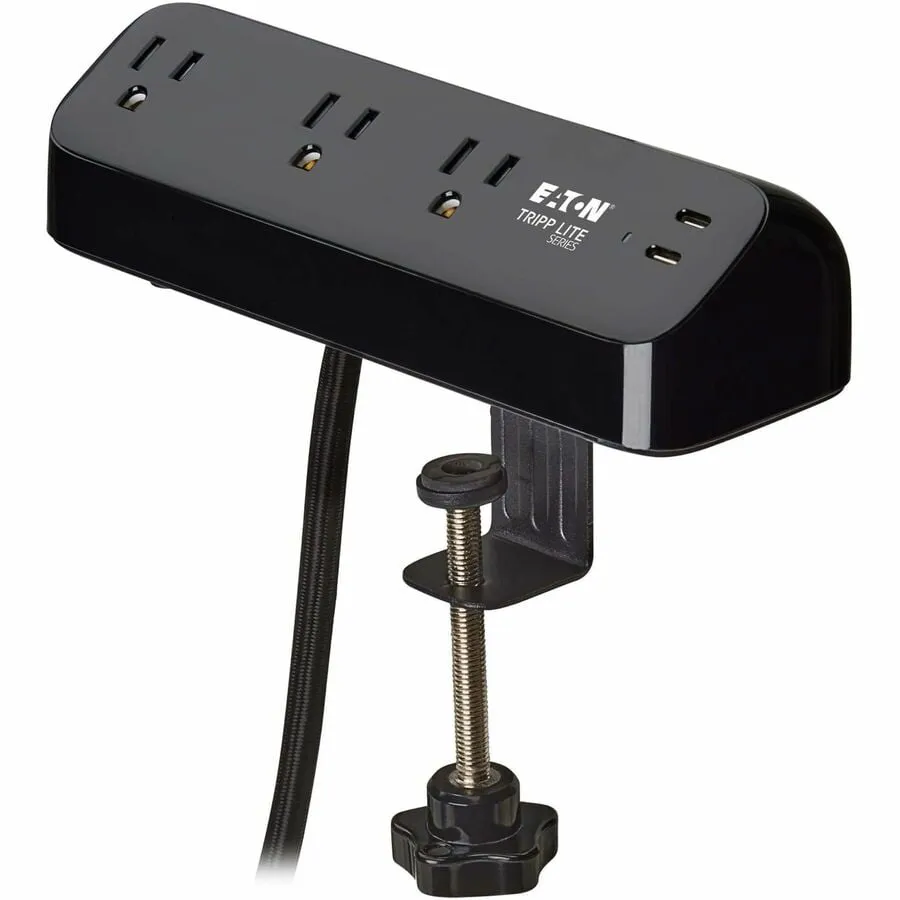 Eaton Tripplite TLP310U30CLAMPB — PROTECT IT 3-OUTLET SURGE PROTECTOR WITH 2 USB-C PORTS - 5-15R OUTLETS, 900 JOUL