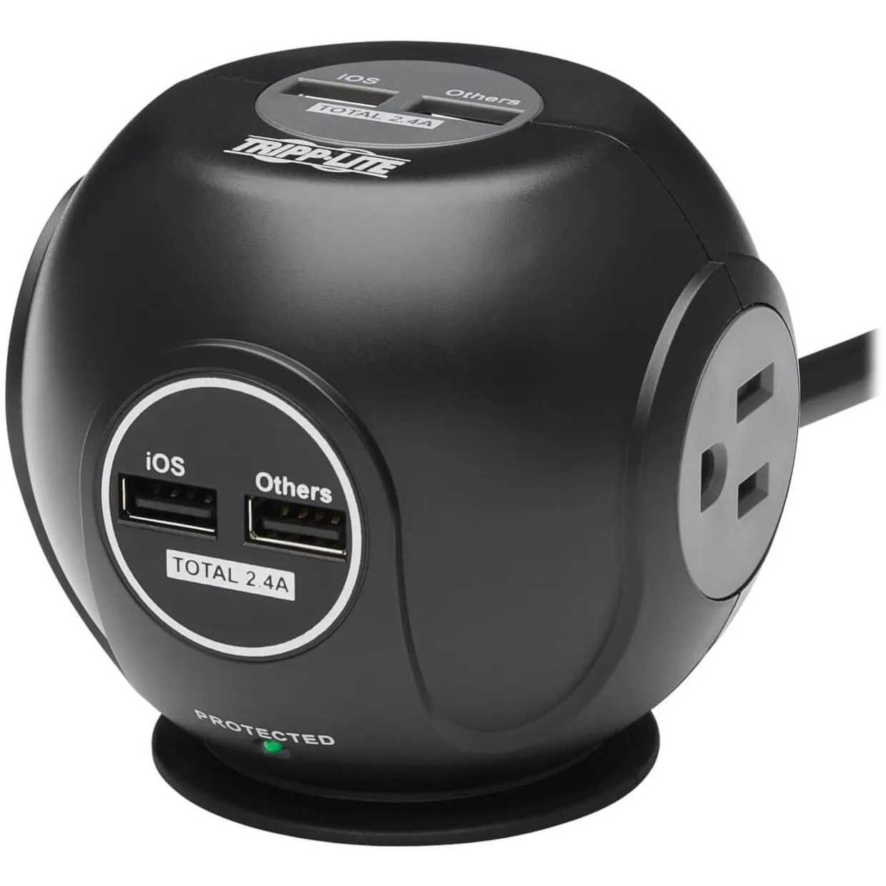 Eaton Tripplite TLP36USB — EATON TRIPP LITE SERIES 3-OUTLET SPHERICAL SURGE PROTECTOR, 4 USB PORTS (4.8A SH
