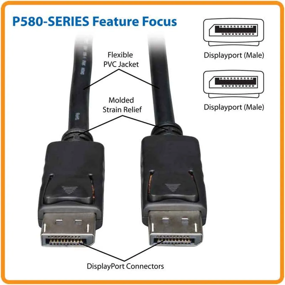 Eaton Tripplite P580-020 — TRIPP LITE SERIES DISPLAYPORT CABLE WITH LATCHING CONNECTORS - DISPLAYPORT LEFT