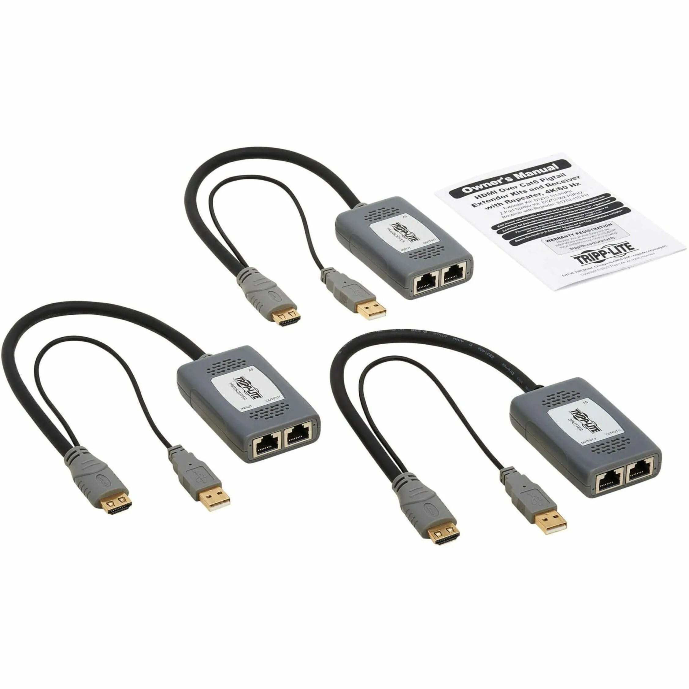 Eaton Tripplite B127U-002-PHPH2 — EATON TRIPP LITE SERIES 2-PORT HDMI OVER CAT6 EXTENDER KIT, PIGTAIL TRANSMITTER/
