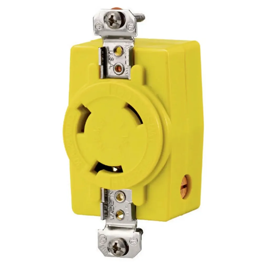 HUBBELL INC (DELAWARE) HBL328DCR — Hubbell HBL328DCR 30A 28V DC Locking Receptacle Yellow