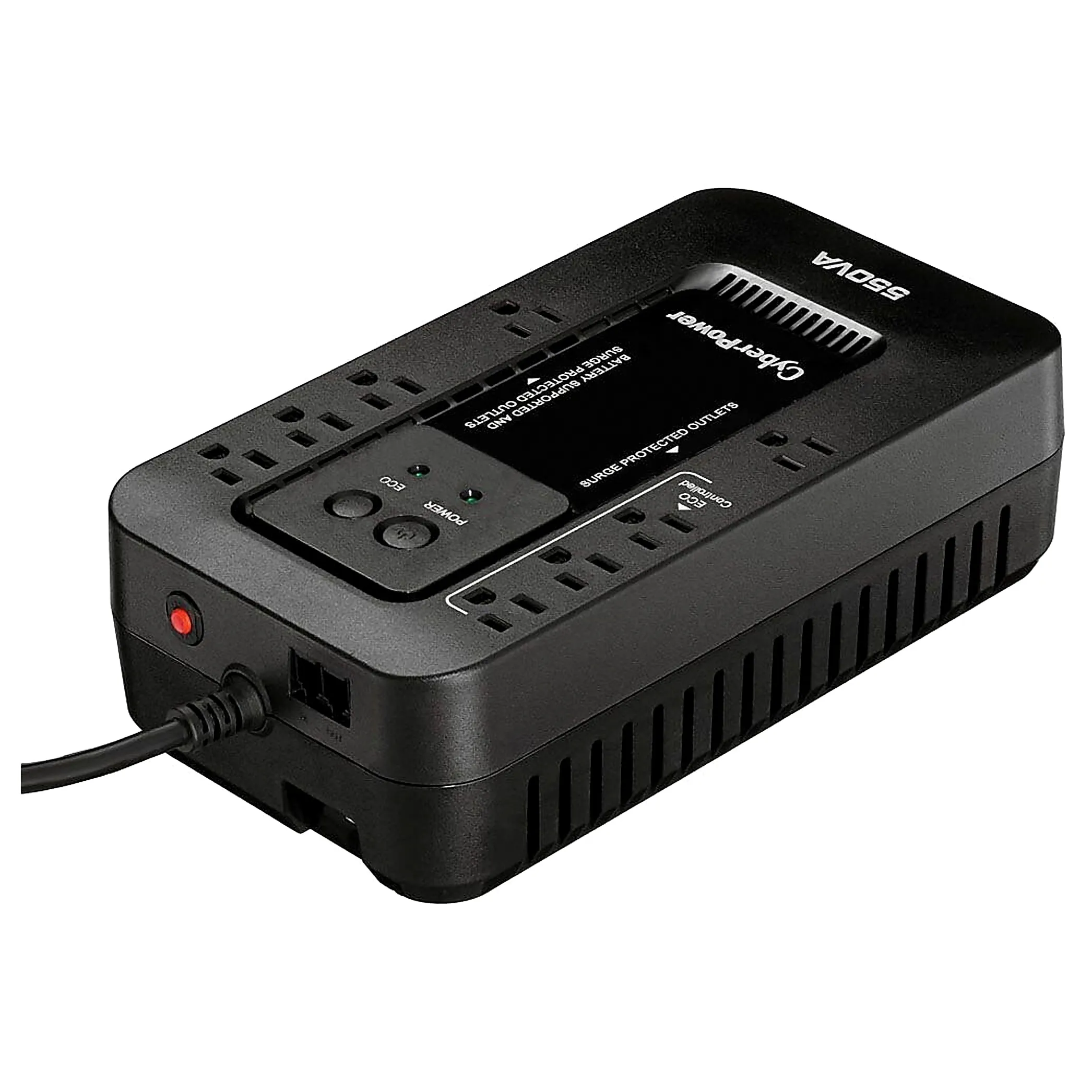 CyberPower EC550G — ECO (8) 5-15R OUTLETS 5FT CORD 5-15P PLUG 15A GREEN RJ11 3YR WARRANTY