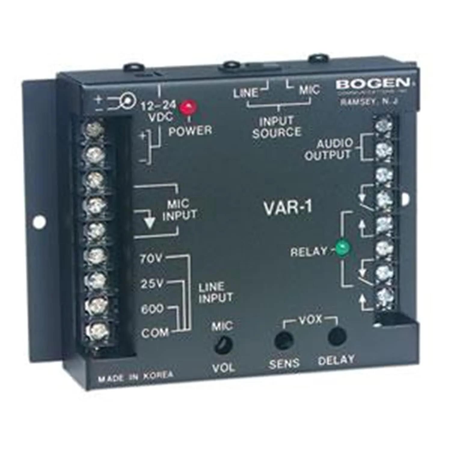 Bogen BG-VAR1 — Voice-Activated Relay with Dual Input Options