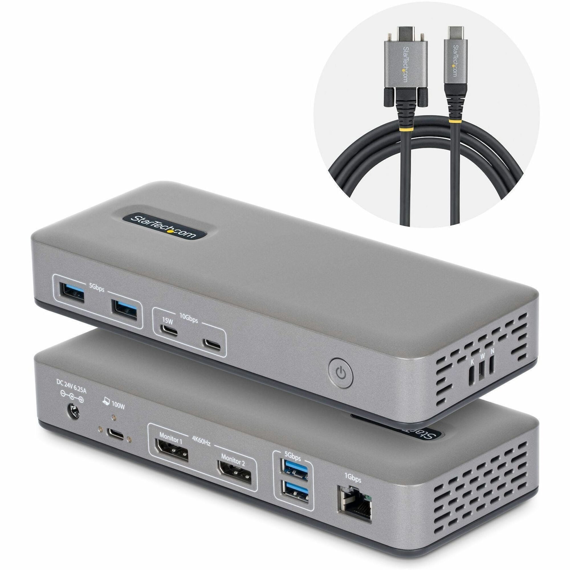 STARTECH 201N-USBC-DOCK — CONNECT TWO 4K 60HZ DISPLAYPORT DISPLAYS THROUGH A SINGLE USB TYPE-C PORT; PLUG-