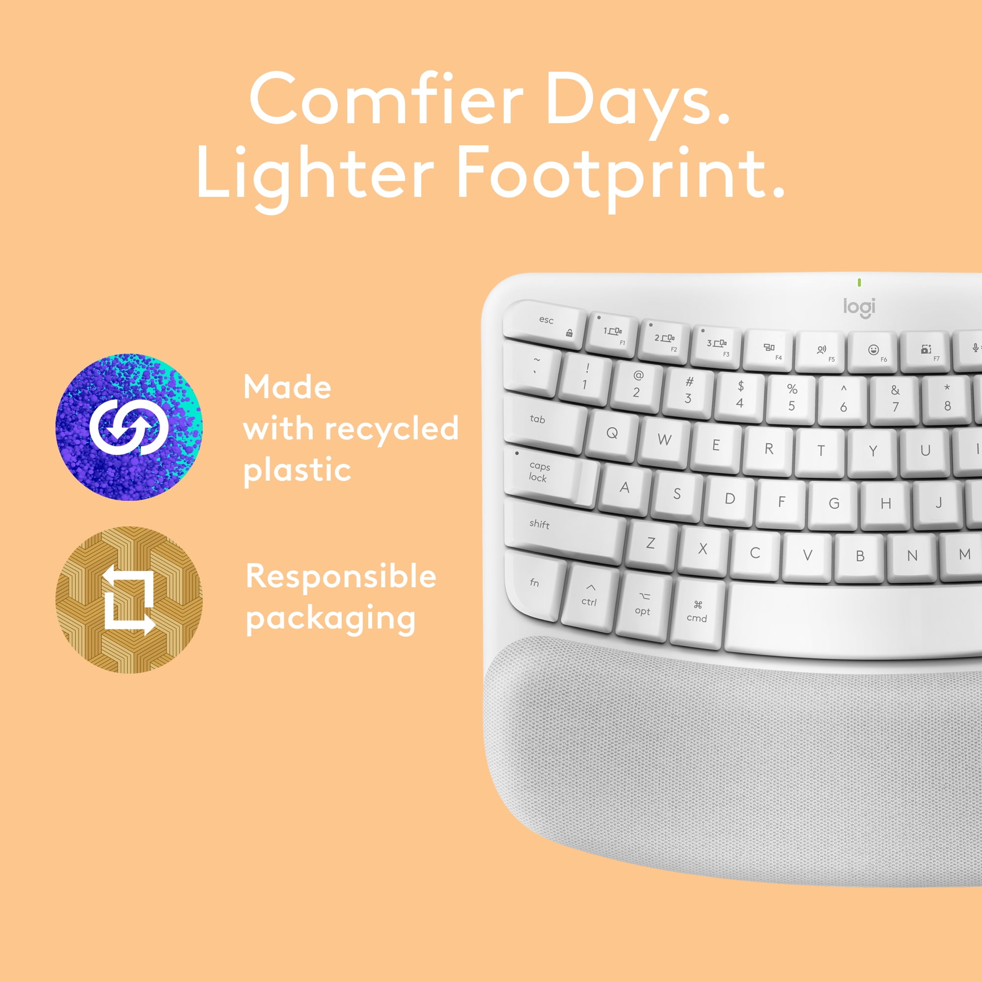 Logitech 920-012402 — WAVE KEYS WIRELESS ERGONOMIC KEYBOARD - OFFWHITE - MAC - US
