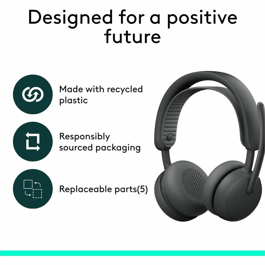 Logitech 981-001502 — ZONE WIRELESS 2 ES HEADSET, UC, ANC (BLUETOOTH) - GRAPHITE