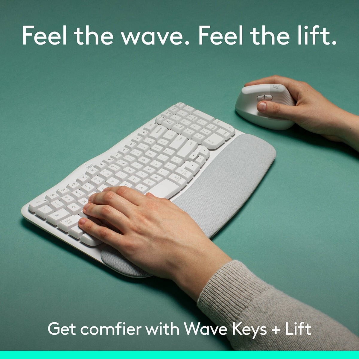 Logitech 920-013611 — LOGITECH WAVE KEYS AND LIFT COMBO (OFF-WHITE)