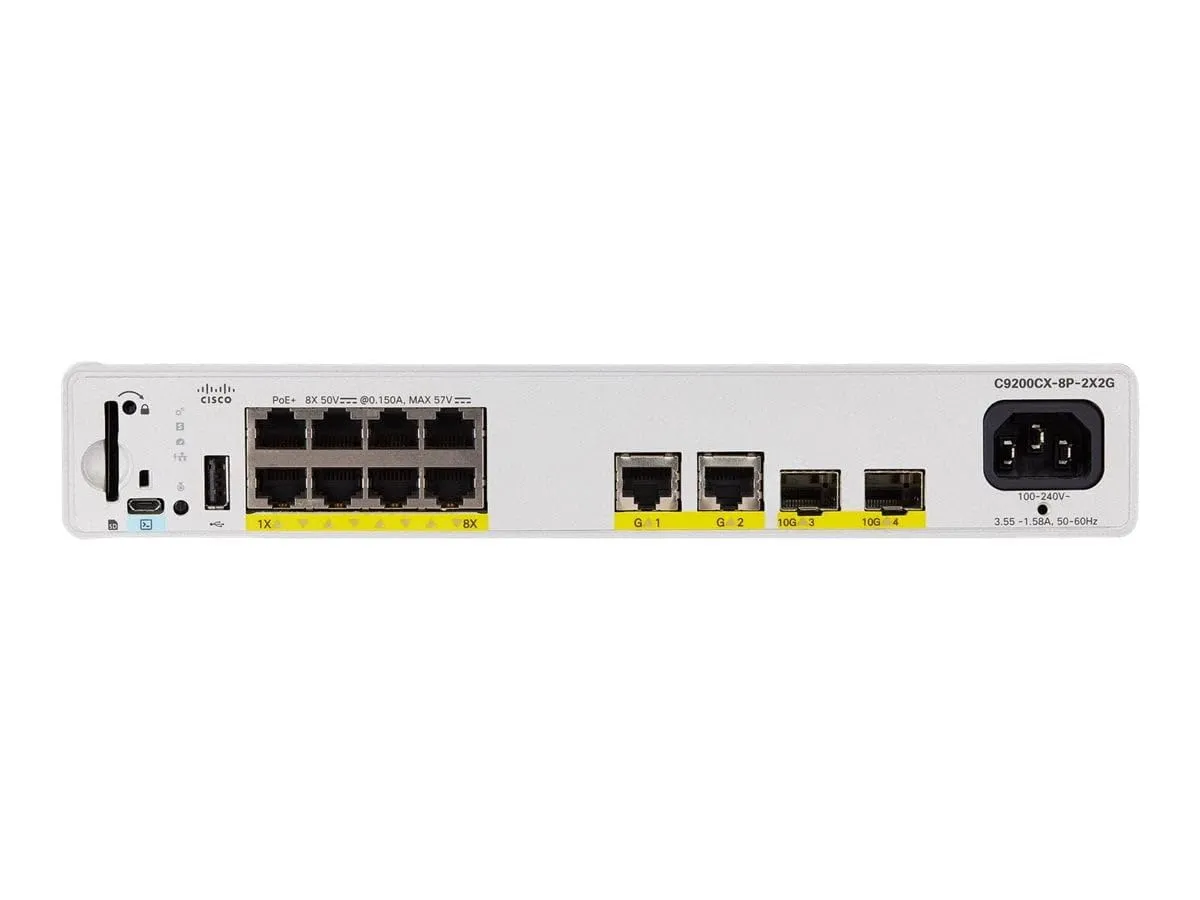 Cisco C9200CX-8P2X2GA-RF — CATALYST 9000 COMPACTSWITCH8PORTPOE+,240W,ADV REMANUFACTURED