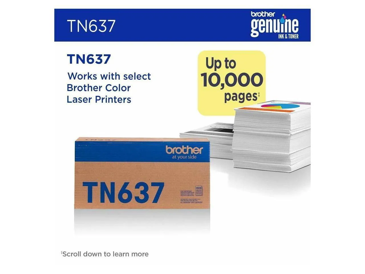 Brother TN637Y — High Capacity Yellow Toner Cartridge