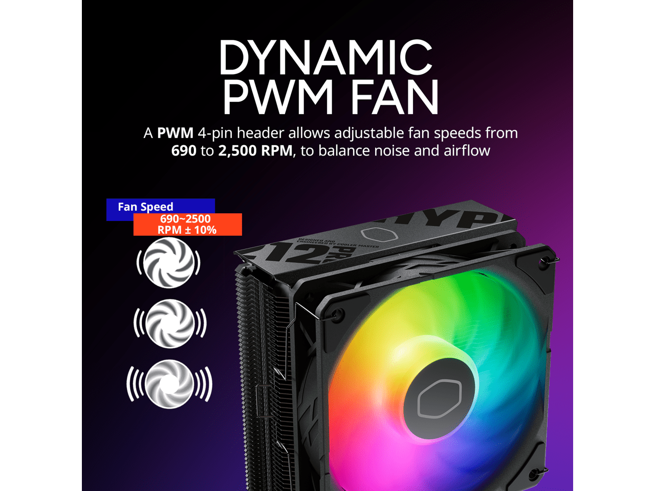 Cooler Master RR-212S-25PZ-R1 — Cooler Master RR-212S-25PZ-R1 Hyper 212 Pro ARGB CPU Air Cooler, SickleFlow Edge 120 PWM Fan, Composite 4 Copper Heat Pipes, Sleek Top Cover, AMD Ryzen AM5|AM4, Intel LGA 1851 / 1700 / 1200 / 1151 / 1150 / 1155 / 1156 socket Brackets