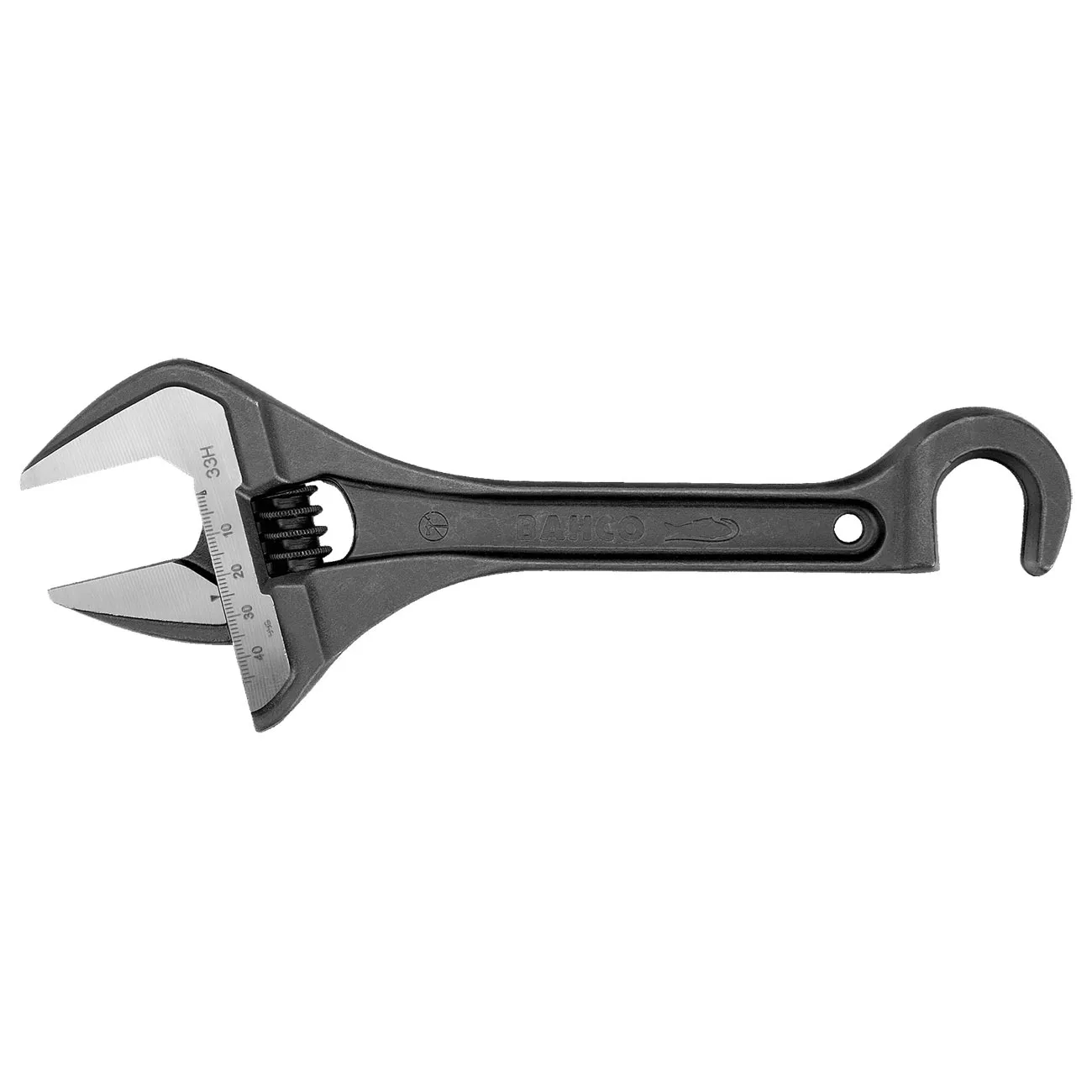 BAHCO BAH33HRUS — Bahco 10" Wide Jaw Adjustable Wrench with Valve-Persuader Hook