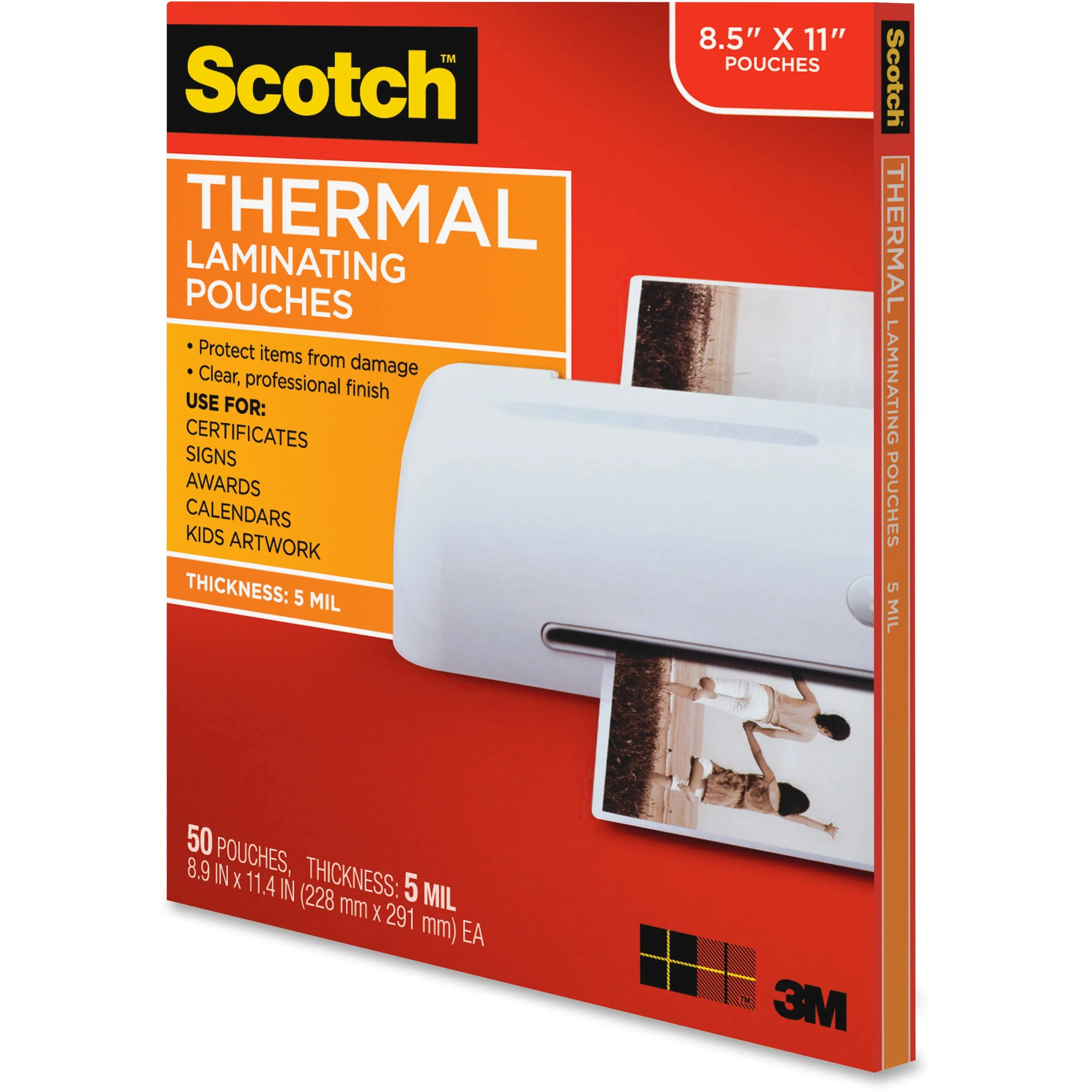 Scotch TP5854-50 — Scotch Thermal Laminating Pouches - Laminating Pouch/Sheet Size: 8.90" Width x 11.40" Length x 5 mil Thickness - Glossy - for Photo, Document, Schedule, Presentation, Phone List, Certificate, Sign, Award, Calendar, Artwork - Double Sided, Photo-safe - Clear - 50 / Pack