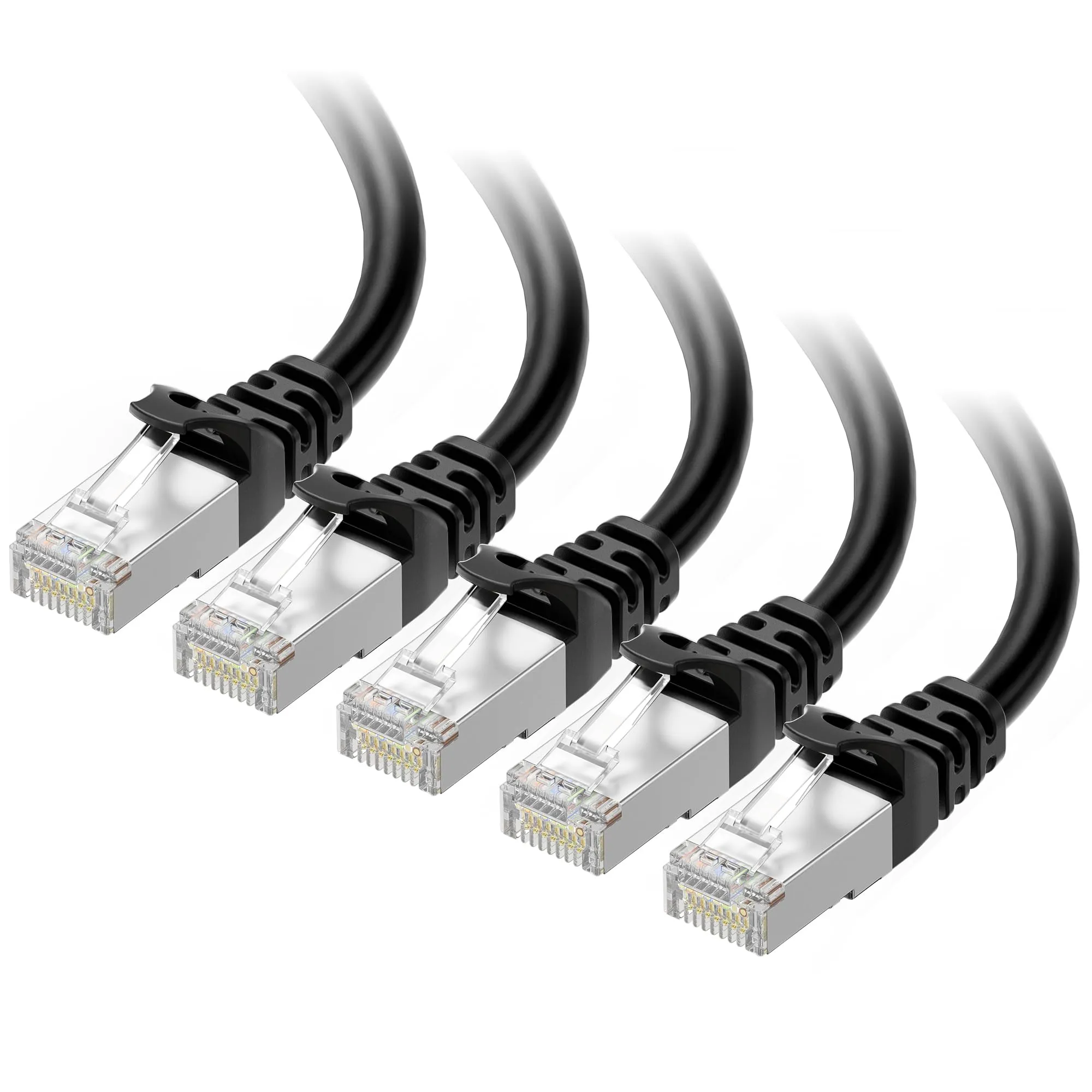 CABLE MATTERS 160012-BLK-7X5 — 7 FT CAT 6A 550MHZ SSTP GIGABIT SNAGLESS ETHERNET PATCH CABLE - BLACK - 5-PACK