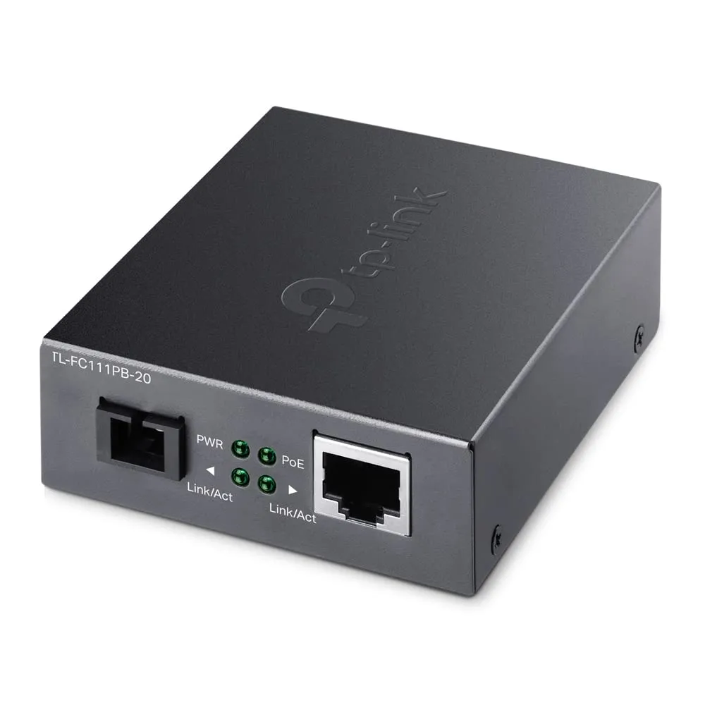 TPLINK TL-FC111PB-20 — 10/100MBPS WDM MEDIA CONVERTER WITH 1-PORT POE