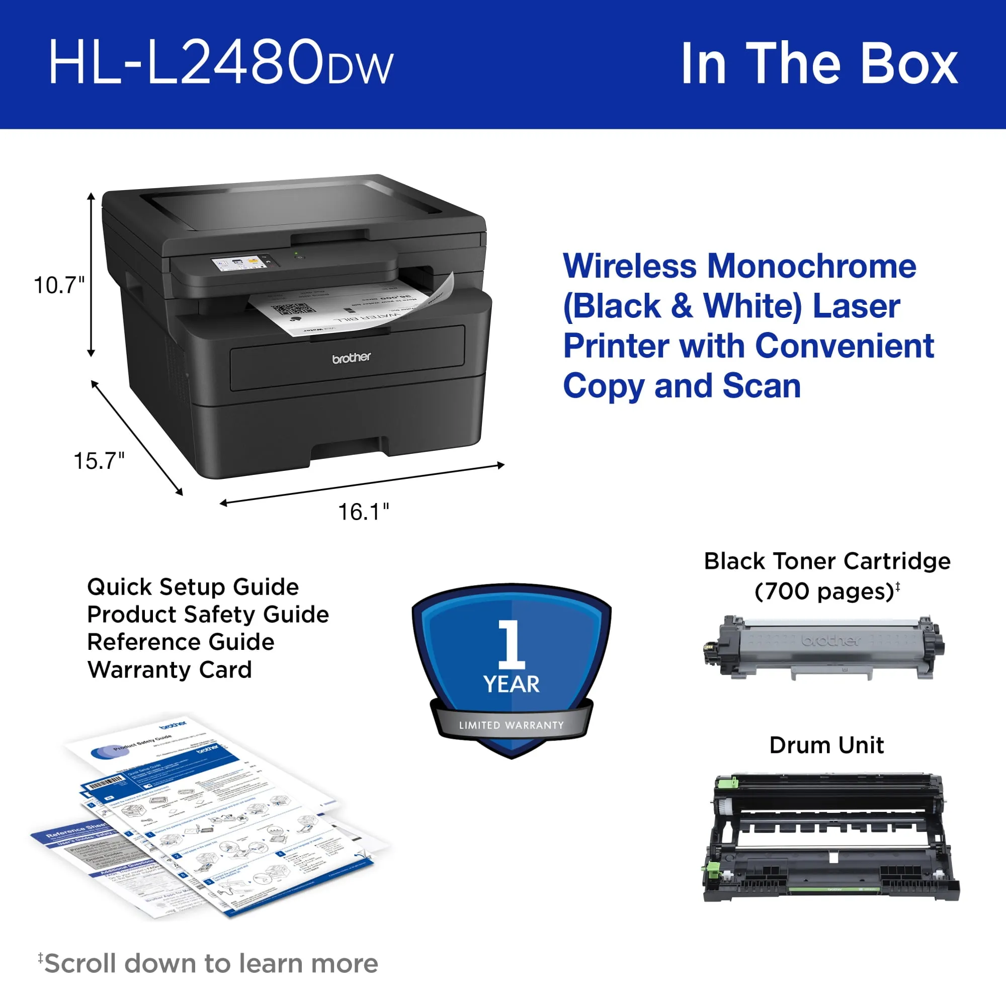 Brother BRTHLL2480DW — BROTHER HLL2480DW LASER