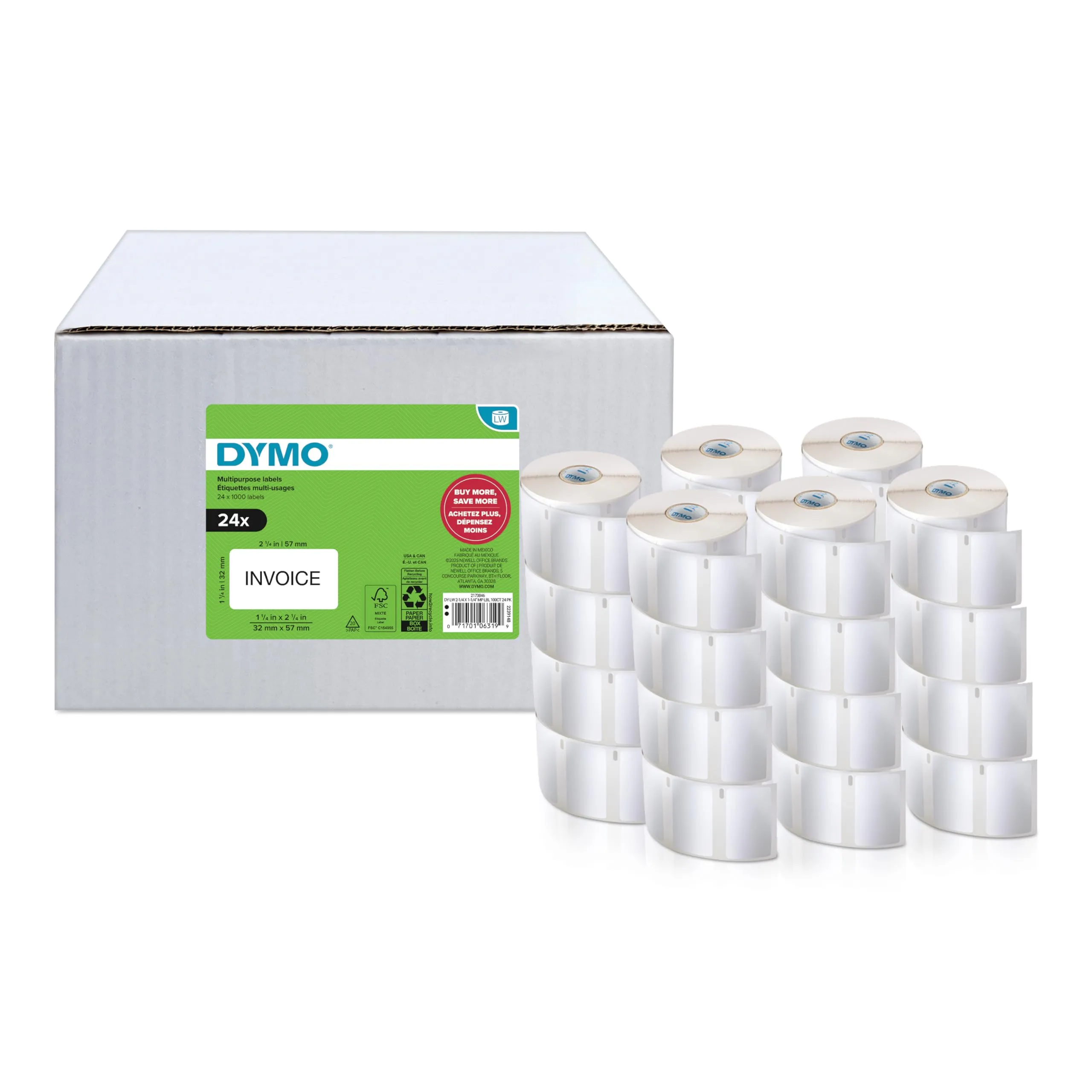 DYMO 2173846 — DY LW 2-1/4X1-1/4IN MP LBL 1000CT 24PK (30334)