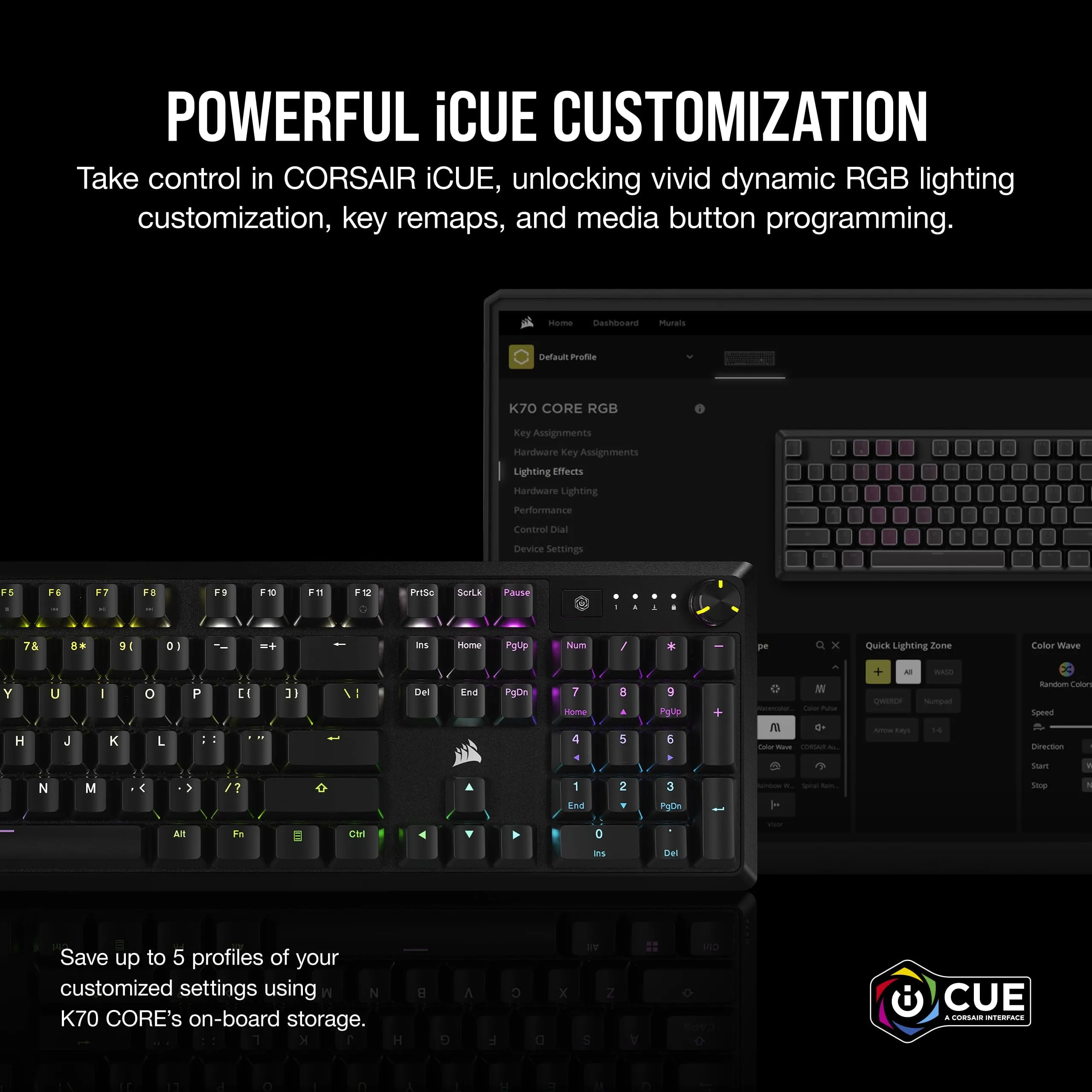 Corsair CH-910971E-NA — CORSAIR K70 RGB CORE MECHANICAL GAMING KEYBOARD, BACKLIT RGB LED, CORSAIR MLX RE