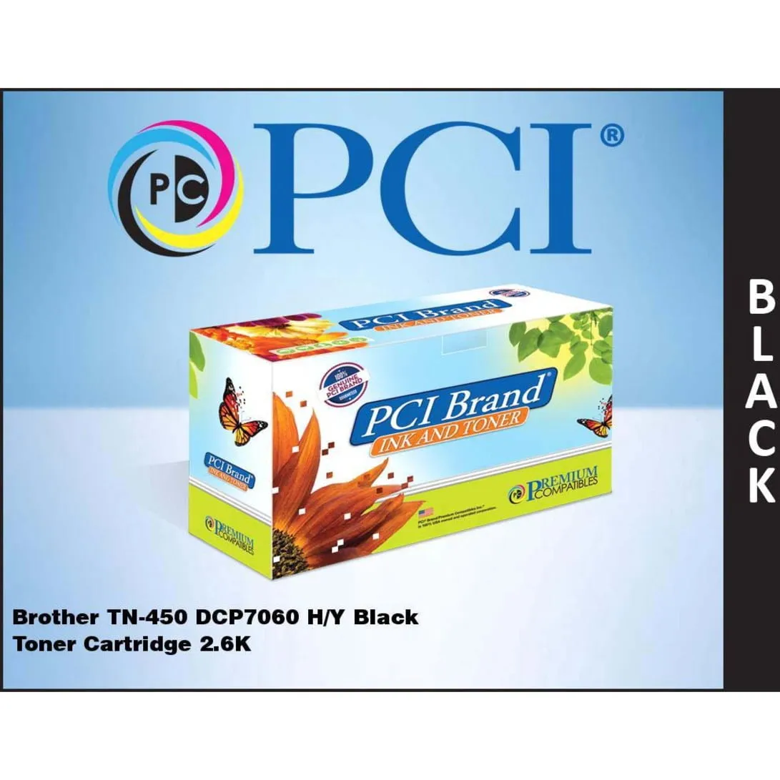 PCI TN450PC — PCI BRAND BROTHER TN-420 TN-450 HIGH YIELD BLACK TONER CARTRIDGE 2600 PAGE YIELD