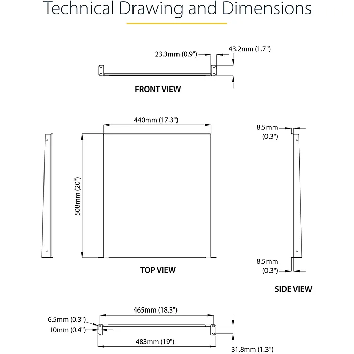 STARTECH-SHELF-1U-20-FIXED-S
