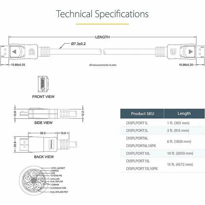 STARTECH-DISPLPORT15L10PK