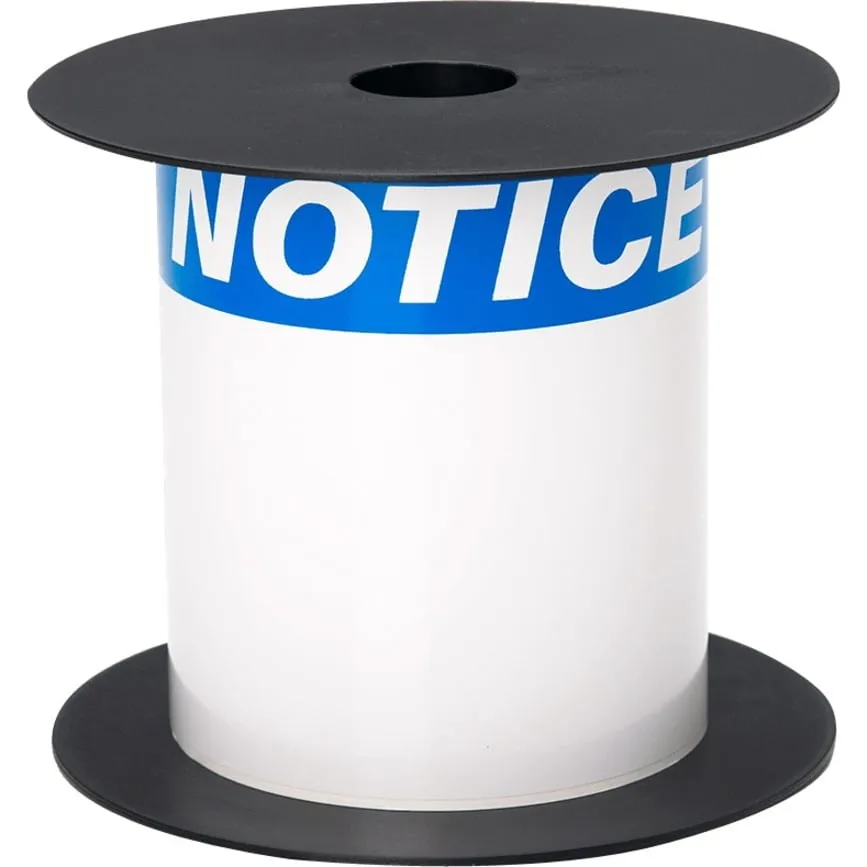 Brother BMSLT35NOTC — 3INX5IN TT ANSI/OSHA NOTICE 3/4IN BLUE HEADER WHITE VINYL LABEL (USE BMSLPR03XX