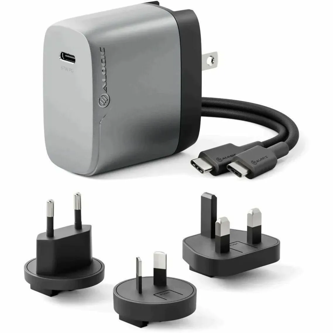 ALOGIC WCM1X67-SGR — ALOGIC 1X67 RAPID POWER 67W MULTI COUNTRY GAN CHARGER - SPACE GREY