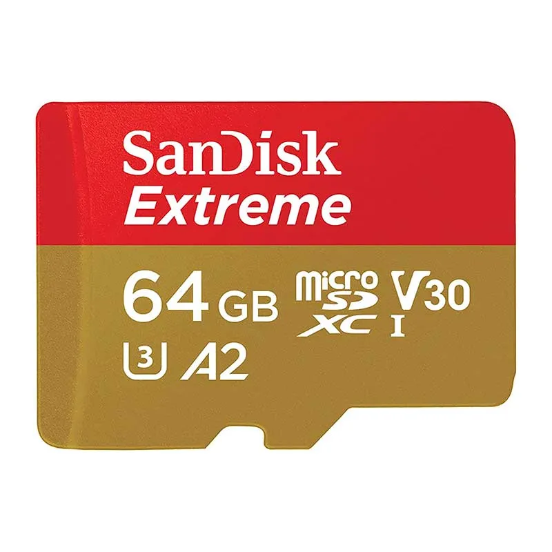 Western Digital SDSQXAH-064G-AN6MA — SanDisk Extreme, microSDXC, Memory Card, 64GB, UHS-I, 4K, Class 10, w/ Adapter, up to 170MB/s