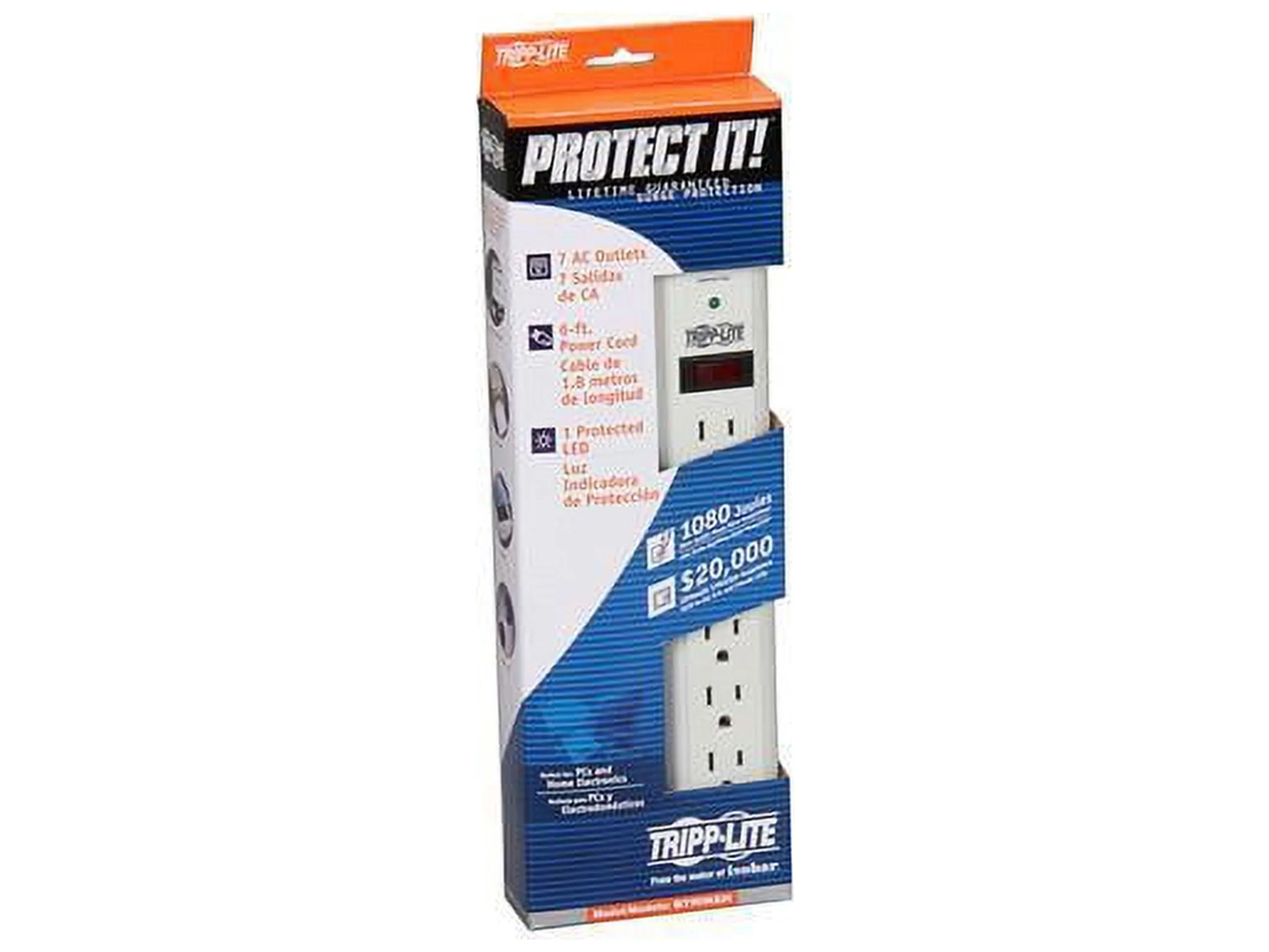 Eaton Tripplite STRIKER — Tripp Lite, Surge Protector Strip, 7 Outlet, 6FT Cord, 1080 Joules, 1800W, 15 Amp