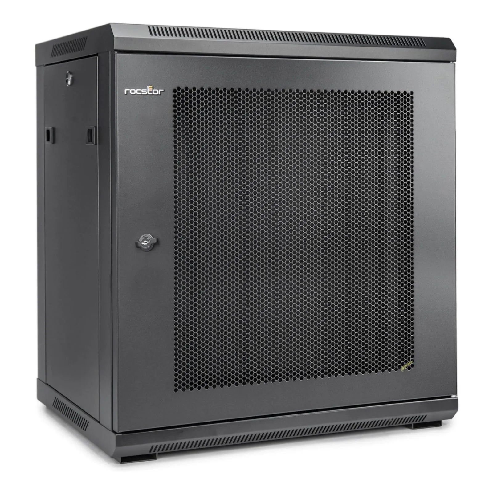 ROCSTOR Y10E005-B1 — SOLIDRACK 9U WALLMOUNT RACK VENTED ENCLOSURE - FRONT & SIDE DOOR LOCKS - 200 LB