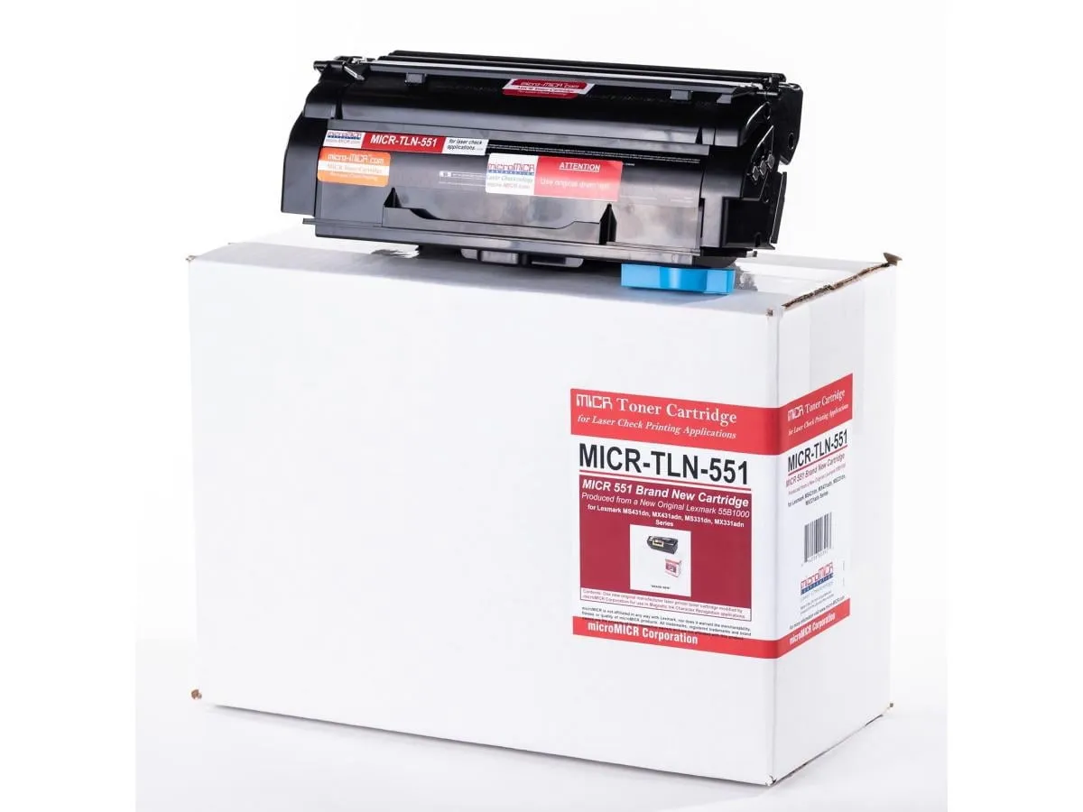 MICRO MICR MICR-TLN-551 — MICRO MICR BRAND NEW MICR LEXMARK 55B1000 TONER CARTRIDGE FOR USE IN LEXMARK MS4