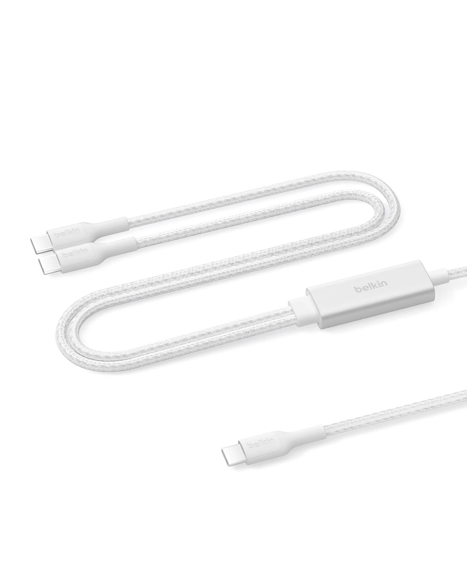 Belkin CAC004FQ1.5MWH — C - C CBL 140W 2.0, BRAIDED PCR, 1.5M, WHITE - SMART POWER SHARING DISTRIBUTES P