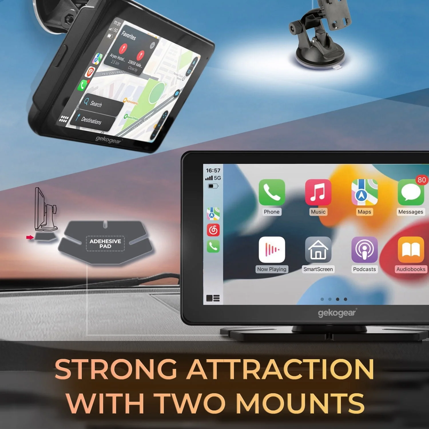 ADESSO INNOVATION INC ORBITC100 — GEKOGEAR ORBIT C100 7IN PORTABLE INFOTAINMENT DISPLAY FOR APPLE CARPLAY ANDROID