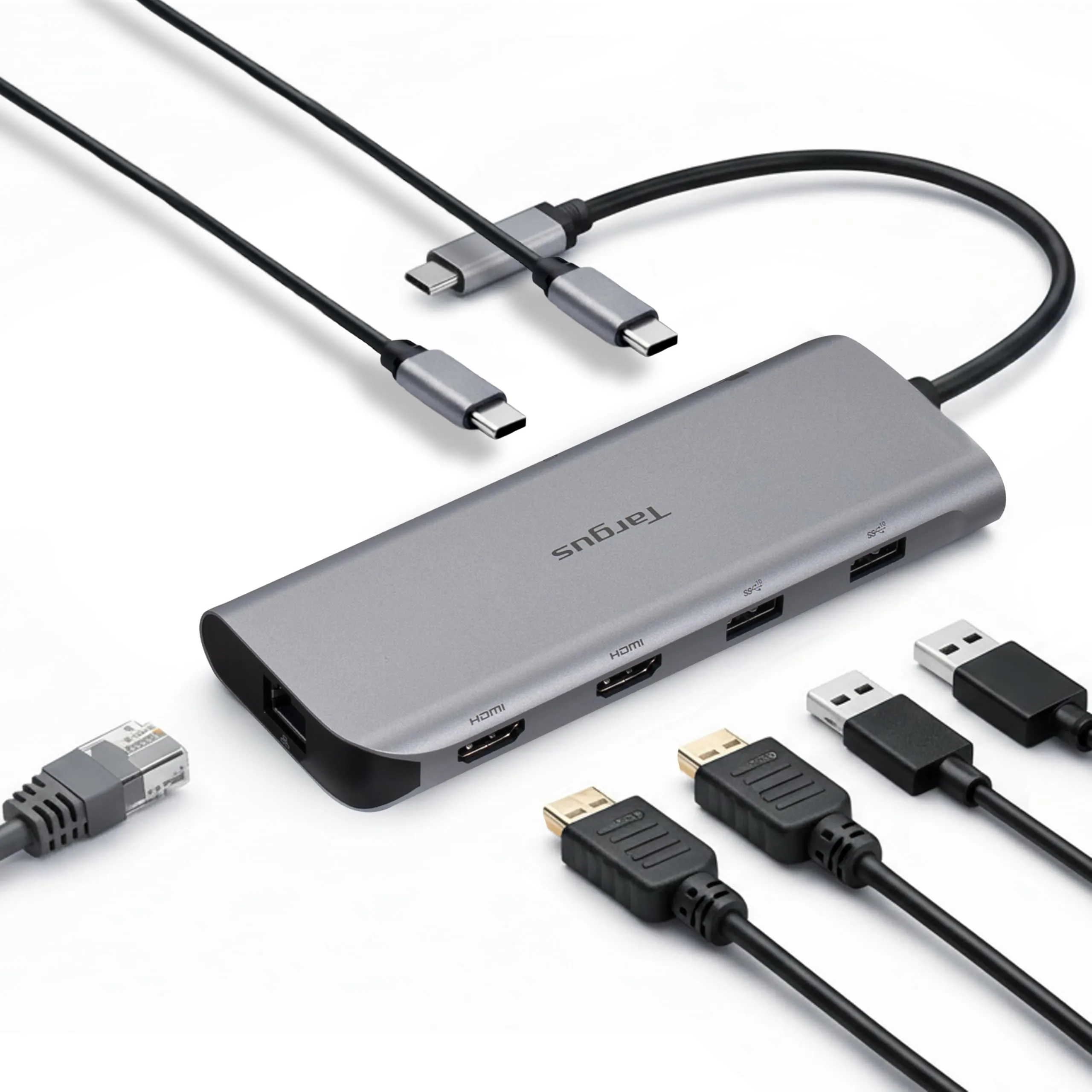 Targus DOCK427GL — USB-C ALT. MODE DUAL HDMI 4K MOBILE DOCK WITH 140W EPR PASS-THRU SILVER