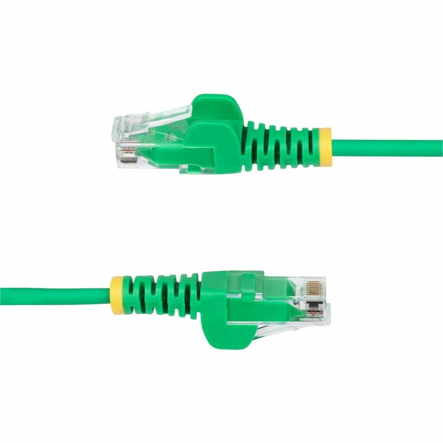 STARTECH N6PAT9INGNS — 9IN GREEN SLIM CAT6 ETHERNET CABLE, SNAGLESS, 100W POE, UTP, LSZH, 28AWG BARE CO